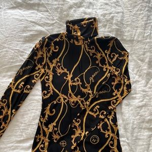 Ganni Printed Mesh Rollneck Top in French Size 38 (US 6)